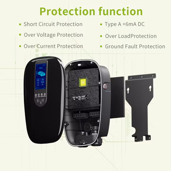 7kw 11kw 22kw 16A Carregador EV compacto e portátil com cabo de 4,5 m Carregador de veículo elétrico Wallbox EV